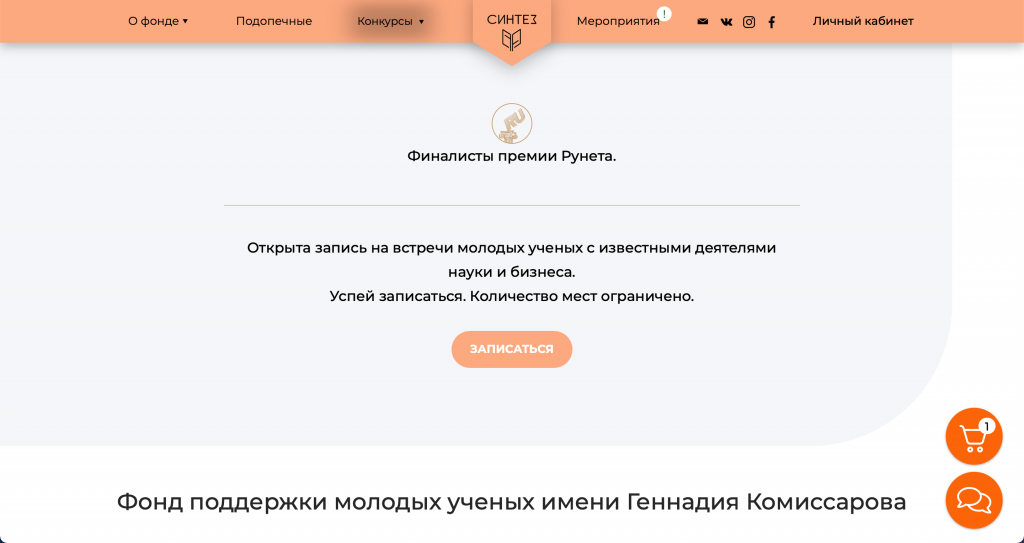 Фонд поддержки молодых ученых, скриншот 6