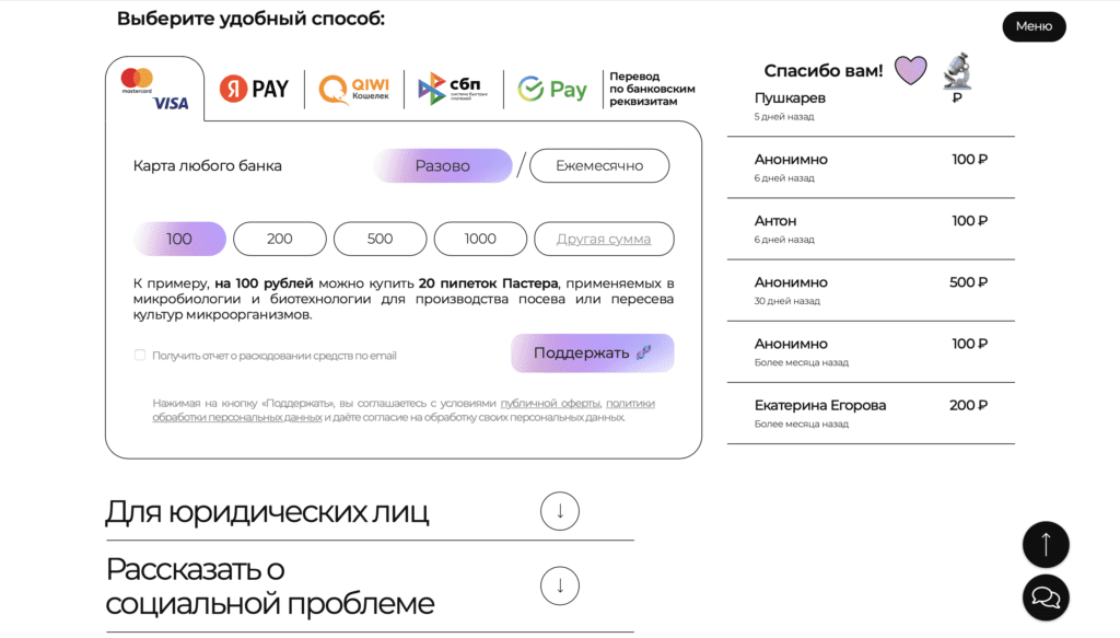 Страница фандрайзинга для Фонда, скриншот 6